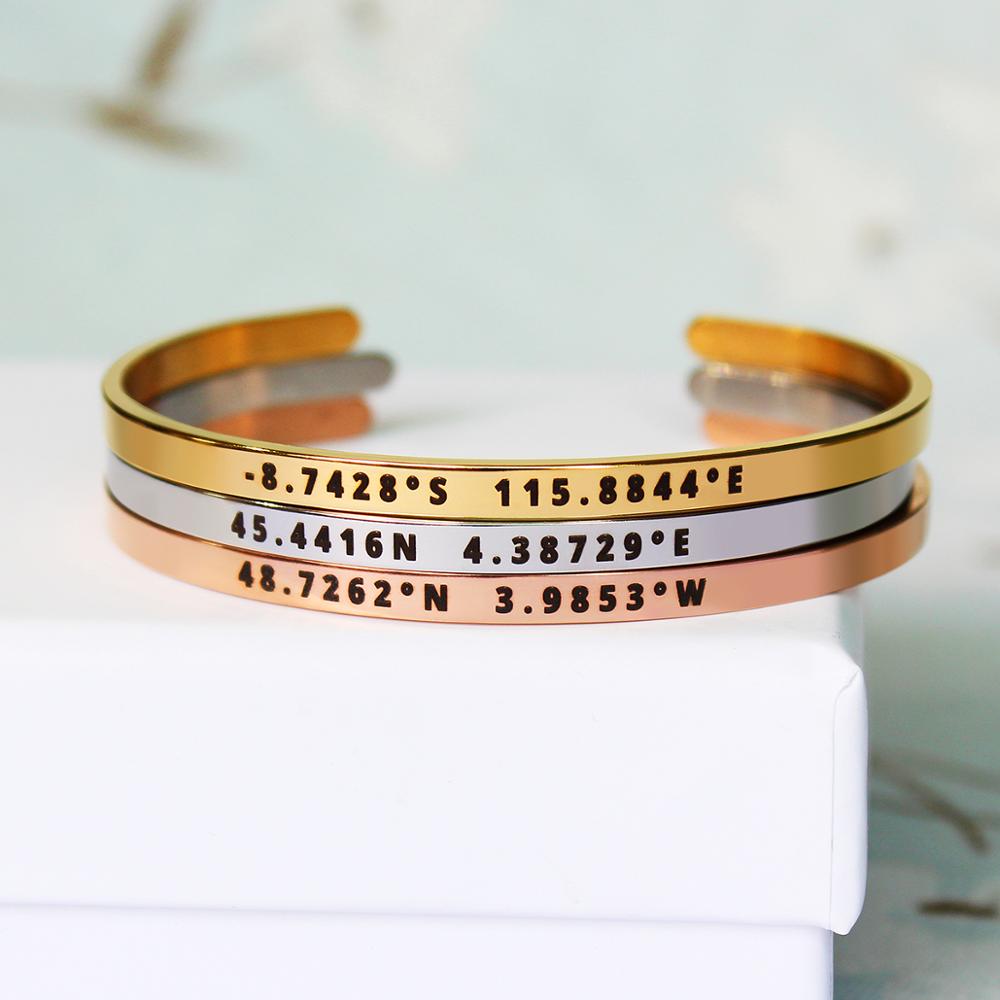 Coordinates Bracelet - Браслет с персонализированными координатами шириной 4