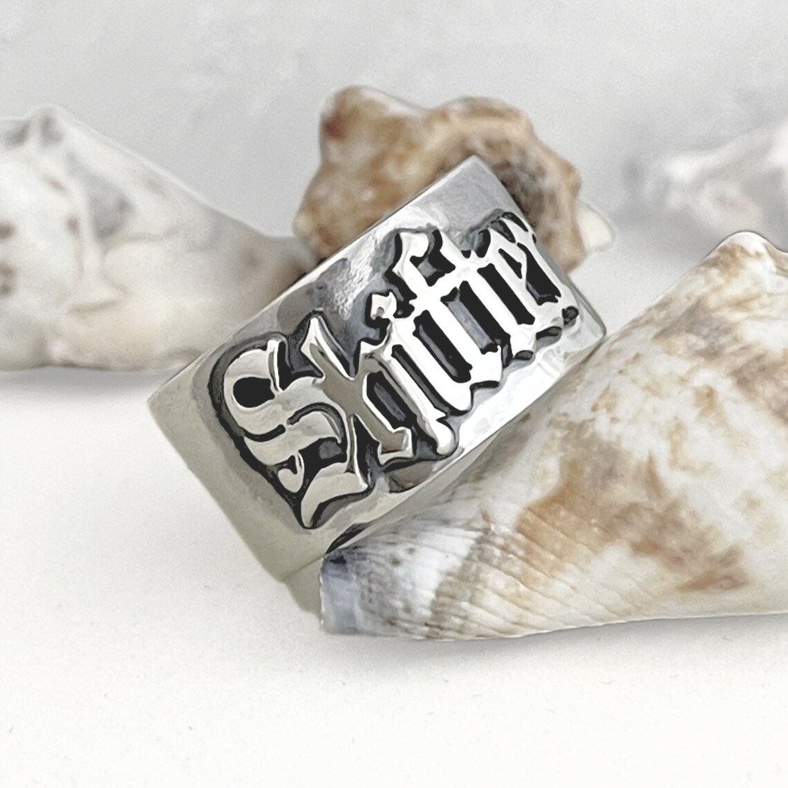 Initial Ring Custom - Мужские готические кольца 12 мм, персонализированные