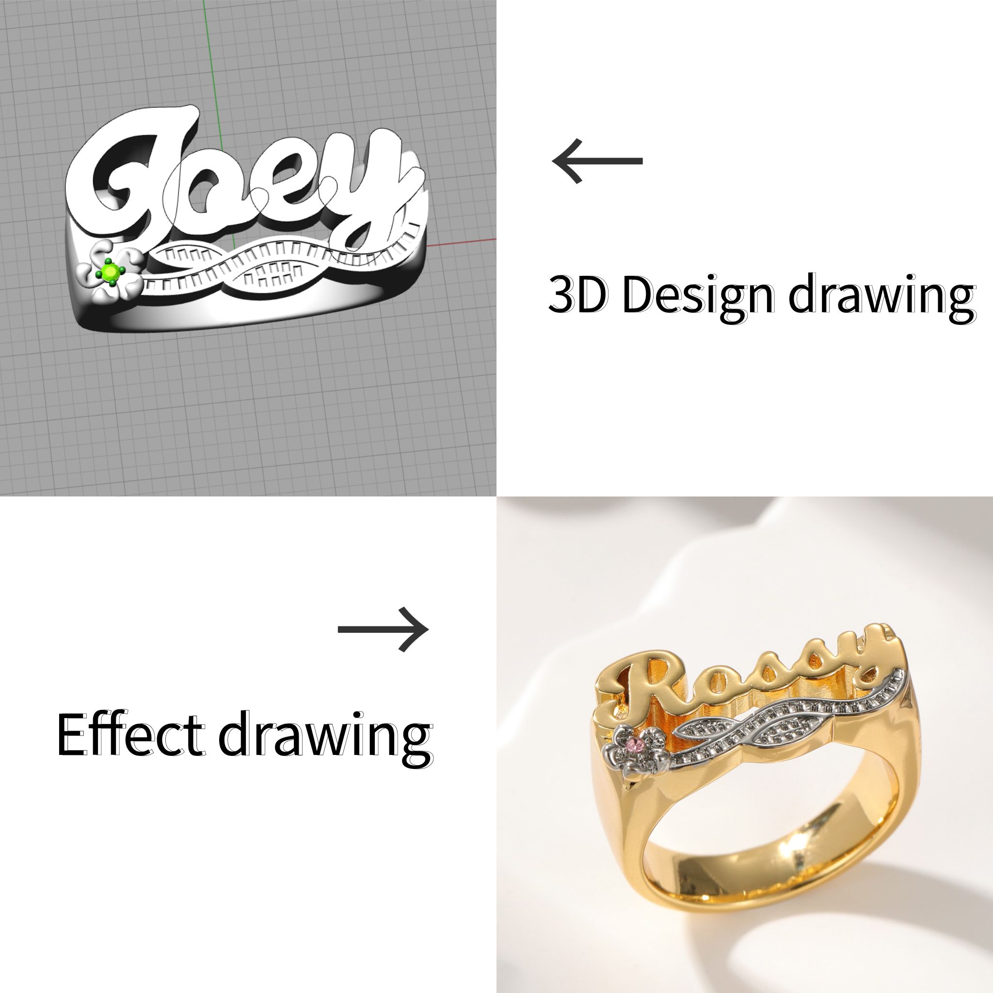 3D-кольцо с именем на заказ, к – обзор и цена Initial Ring Custom